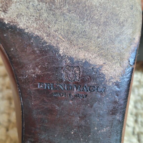 Bruno Magli Italian Made Brown Leather Lace Up Loafers Men's Size 11.5 - Picture 8 of 16